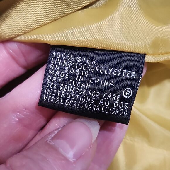 Anne Klein Mustard Gold w/Plum Abstract Design Silk Dress Jacket - Picture 6 of 9